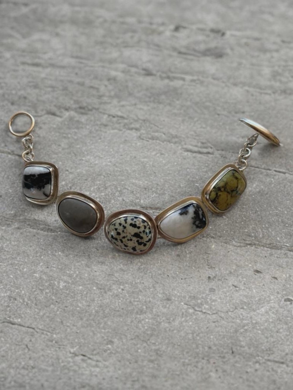 Multi-Color Natural Stone Link Bracelet B0617 Silpada Vintage - Picture 8 of 8